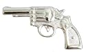 PISTOL GUN HANDGUN REVOLVER POLICE SHERIFF SECURITY ARMY MILITARY UNIFORM DRESS TIE TACK NICKEL / SILVER FINISH