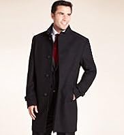 Big & Tall Funnel Neck Piped Coat with Wool