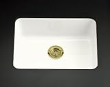 KOHLER K-6585-0 Iron and Tones Self-Rimming Undercounter Kitchen Sink, White
