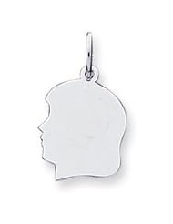 14k White Gold Plain Medium Facing Left Engravable Girl Charm