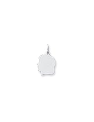 14k White Gold Plain Medium Facing Left Engravable Girl Charm