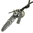 Urban Male Dark Brown Leather Feather Necklace Adjustable Length