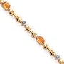14k Fancy Bow-Tie Link Diamond Citrine Bracelet - 7 Inch - Box Clasp - JewelryWeb