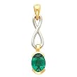 14K Two-Tone Gold Chatham Created Emerald Pendant