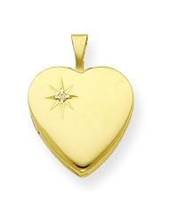 Genuine .925 Gold Plated Sterling Silver & Diamond 16mm Heart Locket. 100% Satisfaction Guaranteed.