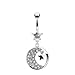 Surgical Steel Prong Set Clear Star with Gem Paved title=