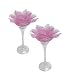 2 Pc Glass Rose Votive Holders - Pink