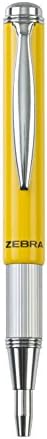 Zebra Telescopic Brights Ball Point Pen 1.0mm Nib Black ink - Yellow & Chrome Coloured Barrel Blistercarded with Two 4c refills
