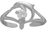 10 Karat White Gold & Cubic Zirconia Dolphin Toe Ring