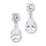 Sterling Silver CZ Pear Shaped Dangle Earrings