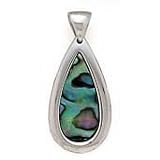 Abalone Teardrop Pendant Set in Fine 925 Silver.