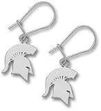 Sterling Silver MICHIGAN STATE SOLID SPARTAN 1/2 DANGLE EARRINGS