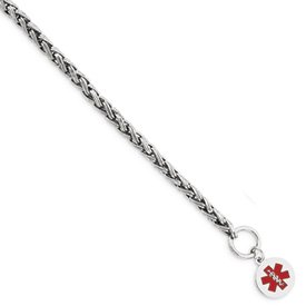 Genuine IceCarats Designer Jewelry Gift Sterling Silver Engravable Enameled Circular Disc Medical Id Bracelet In 7.75 Inch