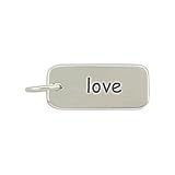Rectangular LOVE Double Sided Engraved Charm or Pendant for Bracelets or Necklaces in Sterling Silver, #8361