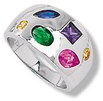 Multi-color Ring with Yellow colored CZ, Magenta colored CZ, Amethyst colored CZ, Green colored CZ & Blue colored CZ