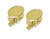 14k Oval Cuff Links Engine Turned