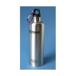 New Chinook Cascade Wide Mouth Stainless Steel Beverage Bottle 32oz Natural Includes Carabiner Clip