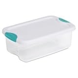 Sterilite 18828012 6-Quart See-Through Latch Box with White Lid and Peacock Latches