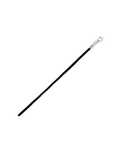 Black Silk Satin Silver Clasp Cord Chain Necklace 14