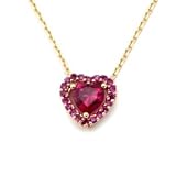 【送料無料】ジュエリーブリリアントハートハートラインルビーペンダント厚い18Kコイエローゴールドコーティング　Jewelry Brilliant Heart Heart Line Ruby Pendant 18K Yellow Gold Thick Coating
