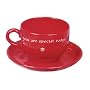 Waechtersbach Jumbo Cup and Saucer, You are Special Today, Cherry Red