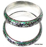 Enamel Bangle Sterling Silver in Pair 2.6 inches (esbn065)