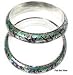 Sterling Silver Bangle Bracelet Pair with Enamelled Painting 66 gms. 2.6 