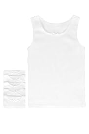 5 Pack Pure Cotton Scallop Trim Bow Vests