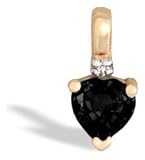 14K Yellow Gold Genuine Heart Black Onyx and Diamond Pendant