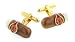 JJ Weston Novelty yellow gold plated and enamel Cuban cigar cufflinks with presentation box. Made in