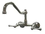 Elements of Design Hot Springs Satin Nickel Adjustable Spread Wall Mount Kitchen Faucet with Porcelain Lever