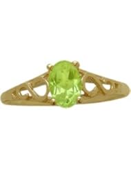 14 Karat Yellow Gold Genuine Peridot Oval Gemstone Baby Ring