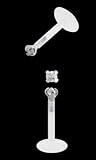Cz Swarovski small Prong Gem Flex Flexible Labret Monroe body jewelry piercing lip targus Ring 16g