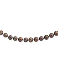 Sterling Silver 9-10mm Chocolate FW Cultured Pearl Necklace