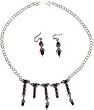 Jewellery Sets - Earring and Necklace Sterling Silver and Garnet Gemstones(gnklcs243)