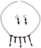 Earring and Necklace Sets Sterling Silver and Garnet Gemstones Handmade Indian Jewelry (gnklcs243)