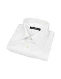 Forzieri Solid White Twill Cotton Italian Dress Shirt