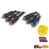 Ex-Pro - Gold RGB 3 x Phono to RGB 3 x Phono Lead Cable Connections (RCA) for Video Connections - Colour Coded connections - OFC Free. 1.5m