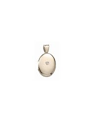 14K Yellow Gold Cremation and Hair Locket w/ Diamond Center 1/2 inch x 1 inch in Solid 14K Yellow Gold