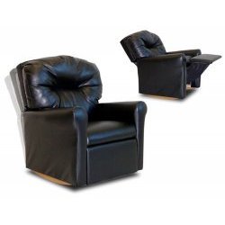 Contemporary Black Leather Like Kids Recliner