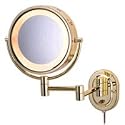 Jerdon HL65G 5X Lighted Brass Wall Mount Magnifying Mirror