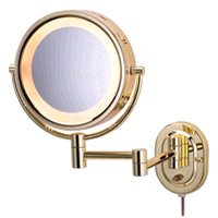 Jerdon HL65G 5X Lighted Brass Wall Mount Magnifying Mirror