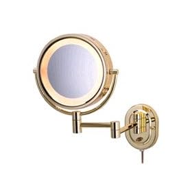 Jerdon HL65G 8-Inch Lighted Mirror, 5X Magnification, Brass Finish