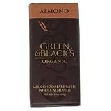 Green & Black's Organic Milk Chocolate Bar, with Whole Almonds, 3.5-Ounce Bars (Pack of 10)