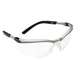 AO Safety 11375 Bx Reader +2.0 Diopter Safety Glasses, Silver Black Frame, Clear Lens by AO Safety