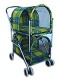 Yellow Plaid Double Deck Pet Stroller