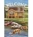 Deer & Cabin Welcome Garden Flag High Quaility