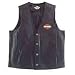 Harley Davidson Mens Stock Leather Vest, Midweight leather with snap front, custom hardware and two hand-warmer pockets. Styling for self-customization. Embroidered Bar  Shield logo, 98150-06VM, 2X-Large