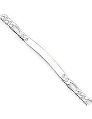 Sterling Silver 8inch Polished Engraveable Figaro Link ID Bracelet
