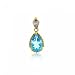 Blue Topaz & Diamond Pendant Dangling in 10K Solid Yellow Gold